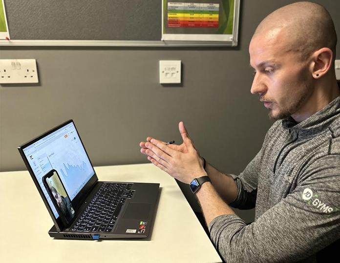 Determined sporty fit woman doing pushups.