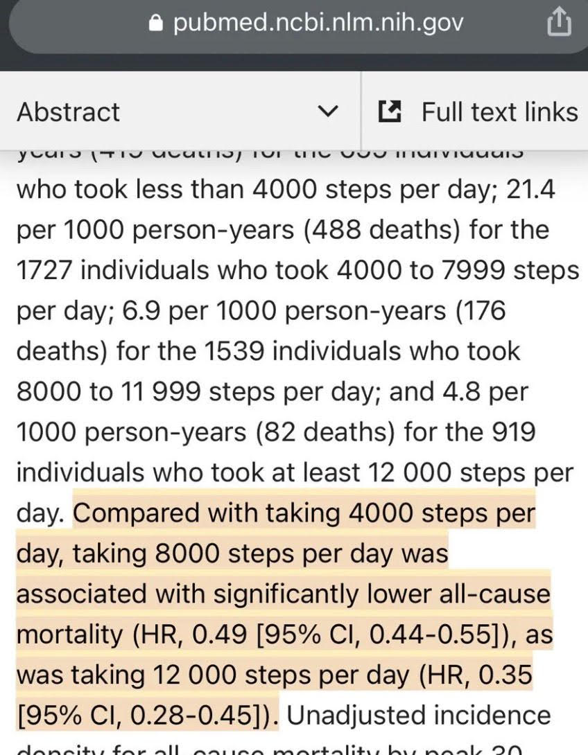 Research reference image about steps and longevity